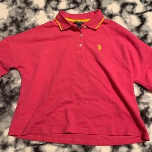 cropped pink & yellow polo tee